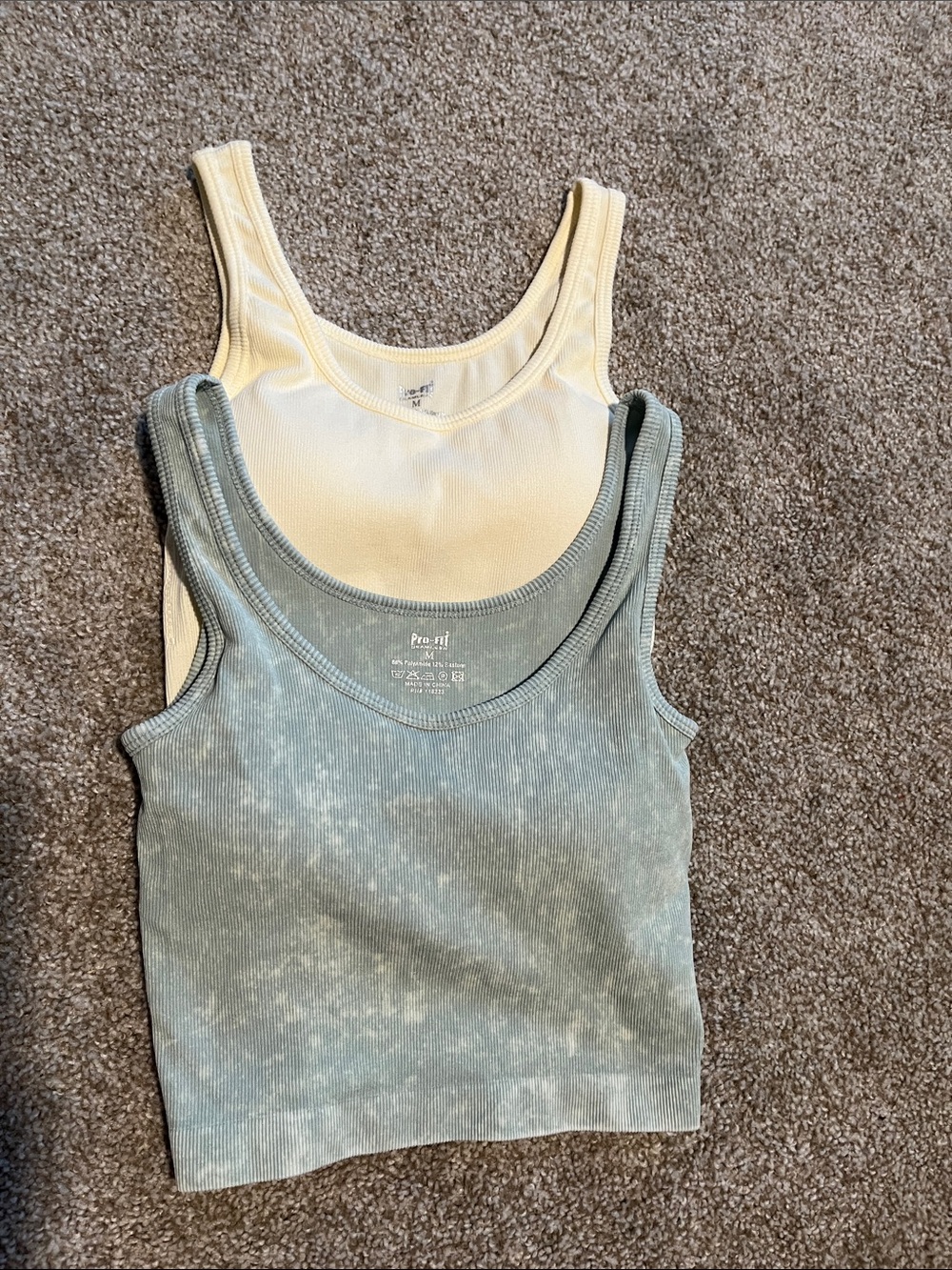 Ribbed Cropped Tank Top Duo - Cream & Sage
